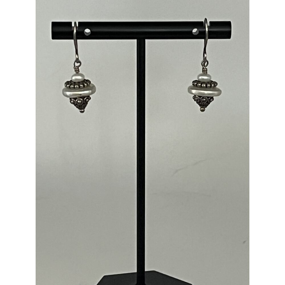 Nadine Leo Mississippi River Pearl Co Sterling Silver Pearl Earrings